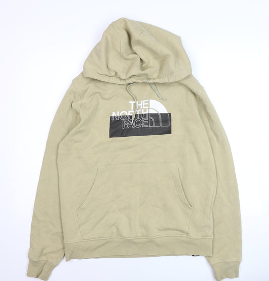 The North Face Men's Beige Pullover Hoodie L Fleece Logo Sweatshirt