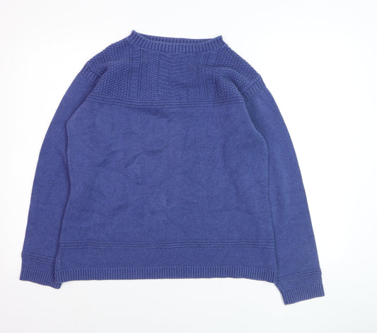 Seasalt Cornwall Women Blue Cotton Crew Neck Jumper Size 14