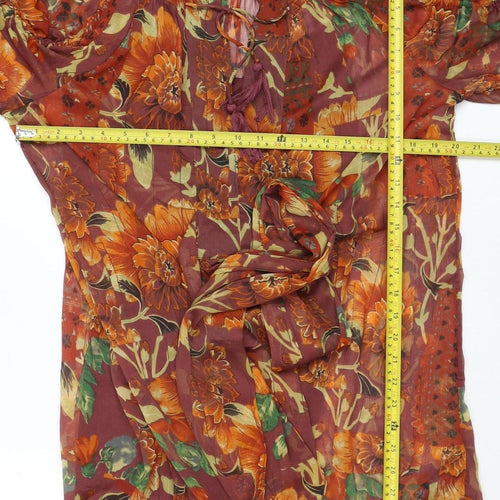 Topshop Women's Multicoloured Floral Chiffon Bohemian Blouse UK 10