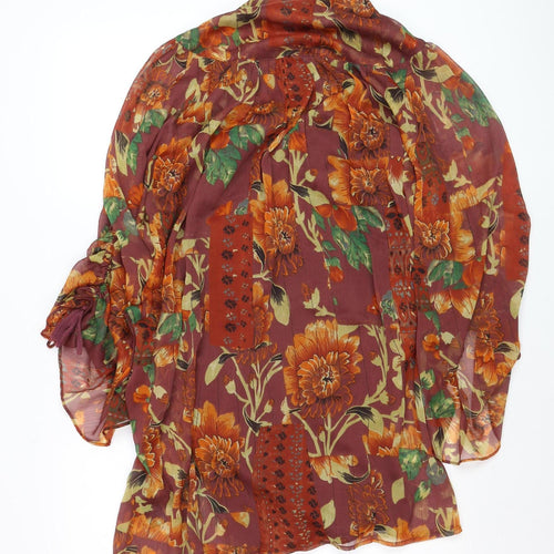 Topshop Women's Multicoloured Floral Chiffon Bohemian Blouse UK 10