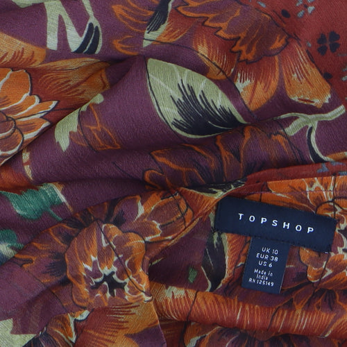 Topshop Women's Multicoloured Floral Chiffon Bohemian Blouse UK 10