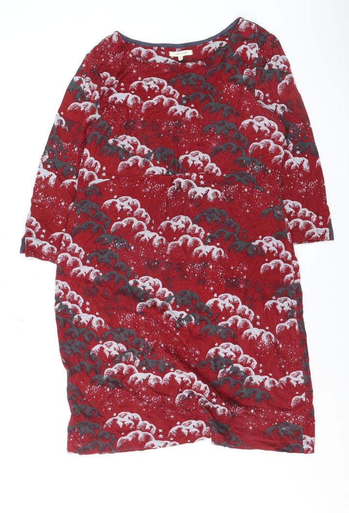White Stuff Women Red Animal Print Shift Dress Size 12