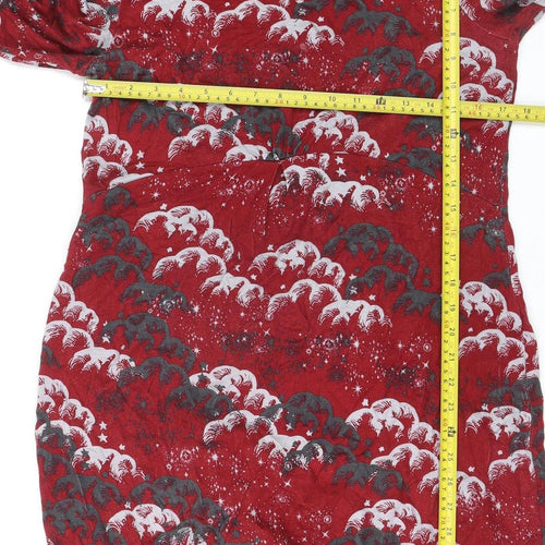 White Stuff Women Red Animal Print Shift Dress Size 12