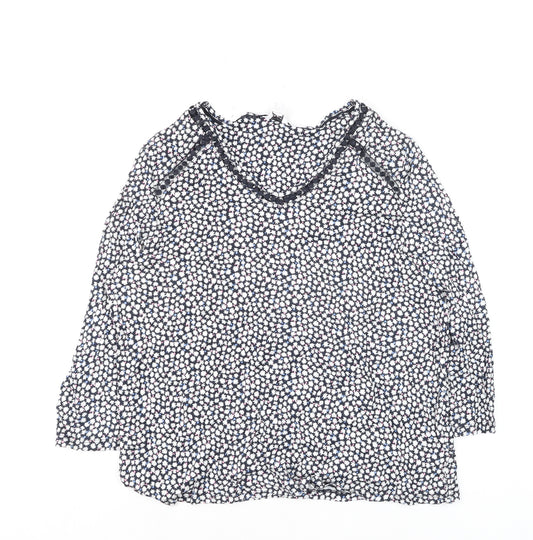 Spirit Womens Blue Floral V-Neck Tunic Blouse Size 14