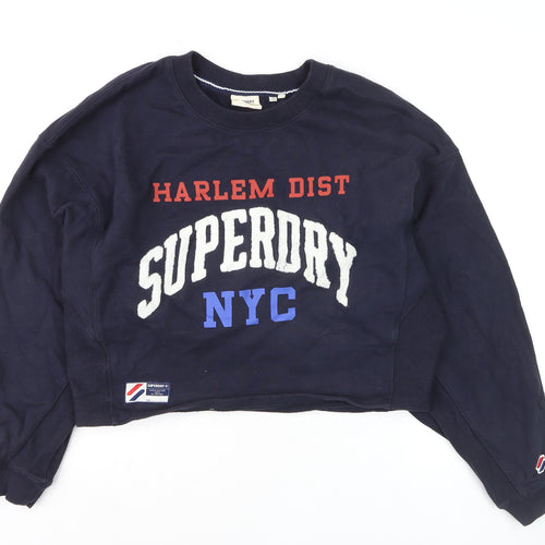 Superdry Womens Navy Harlem Dist NYC Crew Neck Sweatshirt Size 12