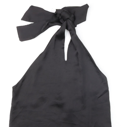Zara Women's Black Satin Halter Camisole Tank Top Size 12
