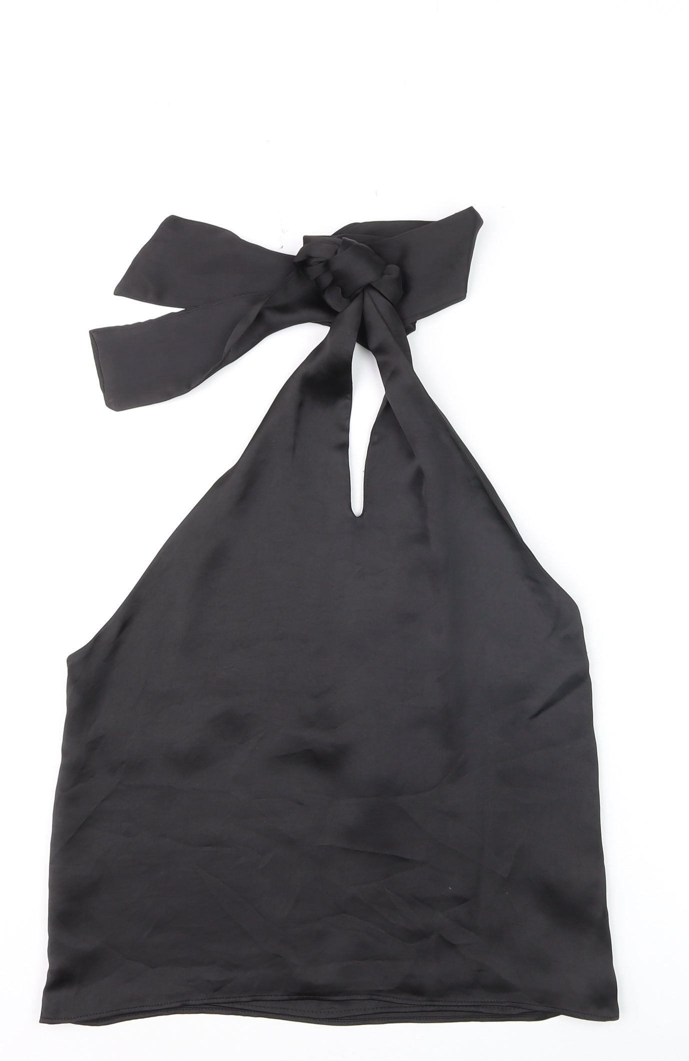 Zara Women's Black Satin Halter Camisole Tank Top Size 12