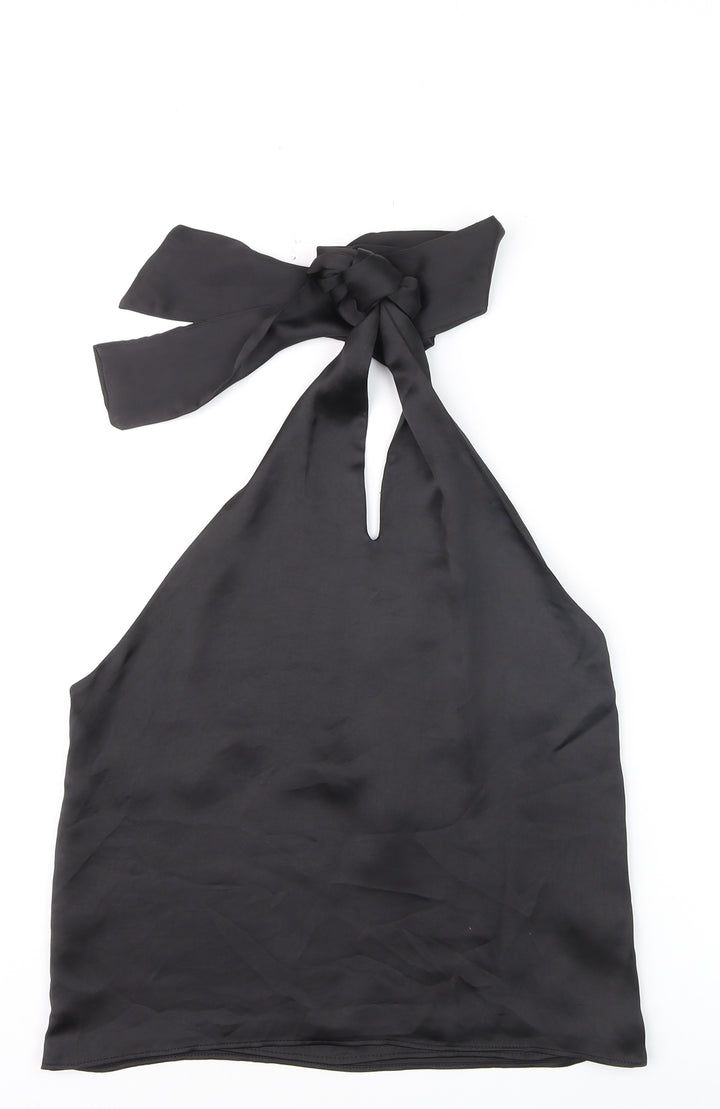 Zara Women's Black Satin Halter Camisole Tank Top Size 12