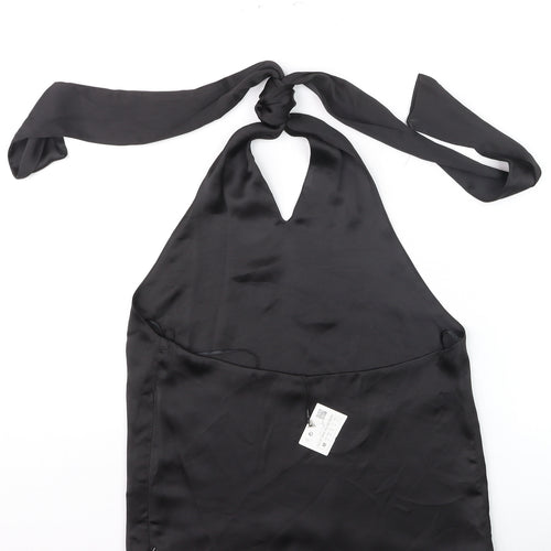Zara Women's Black Satin Halter Camisole Tank Top Size 12