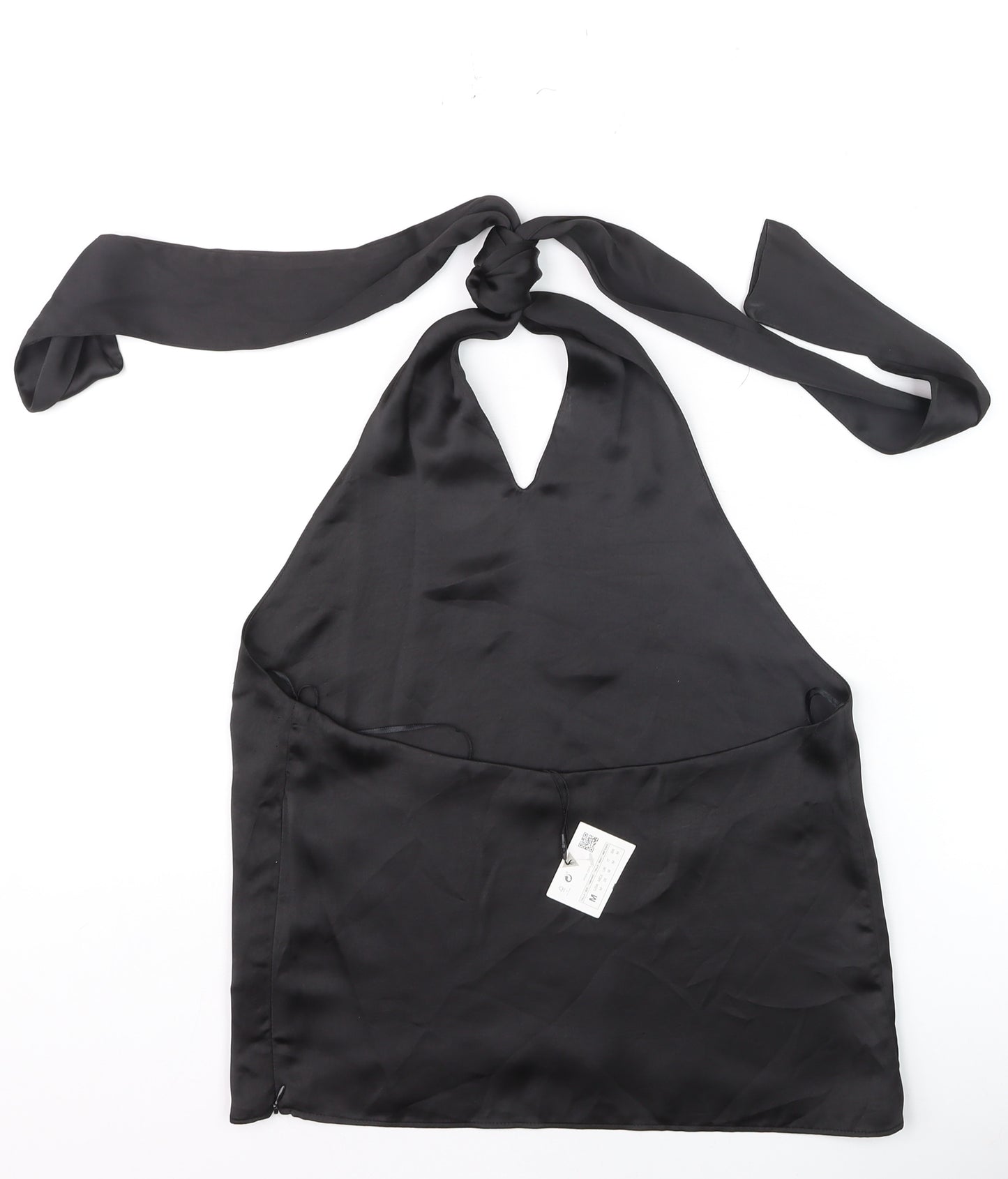 Zara Women's Black Satin Halter Camisole Tank Top Size 12