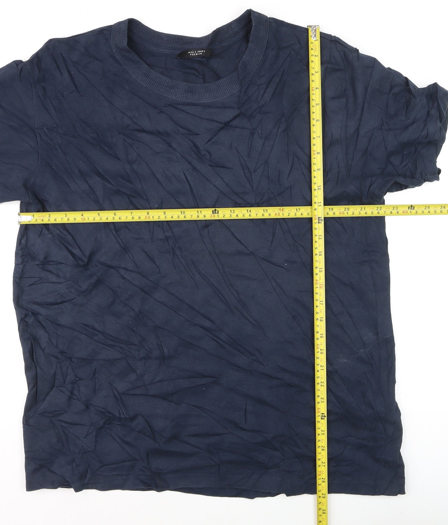 Jack & Jones Men’s Blue XL Premium Cotton Crew Neck T-Shirt