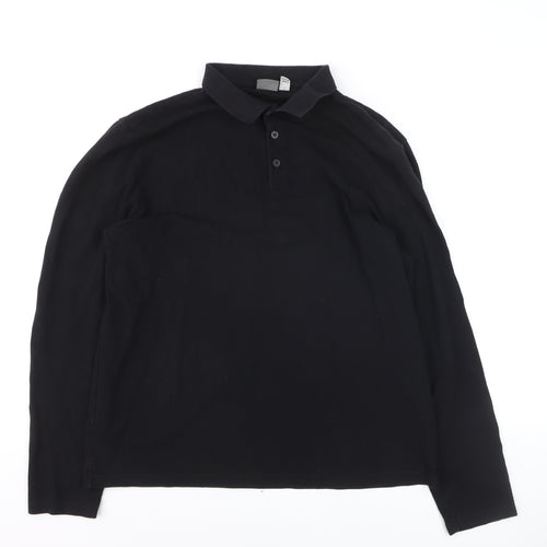 ASOS Men's Black Long Sleeve Cotton Stretch Polo Shirt Size L