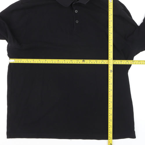 ASOS Men's Black Long Sleeve Cotton Stretch Polo Shirt Size L