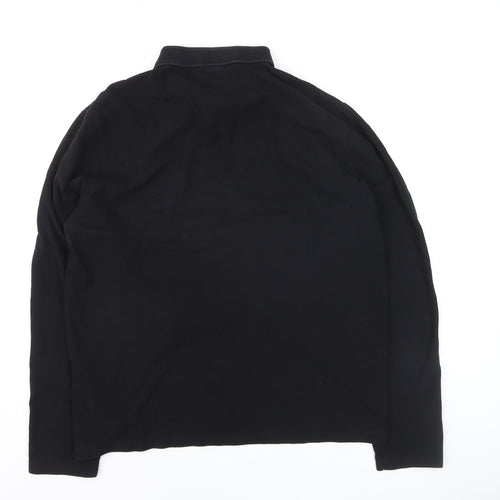 ASOS Men's Black Long Sleeve Cotton Stretch Polo Shirt Size L