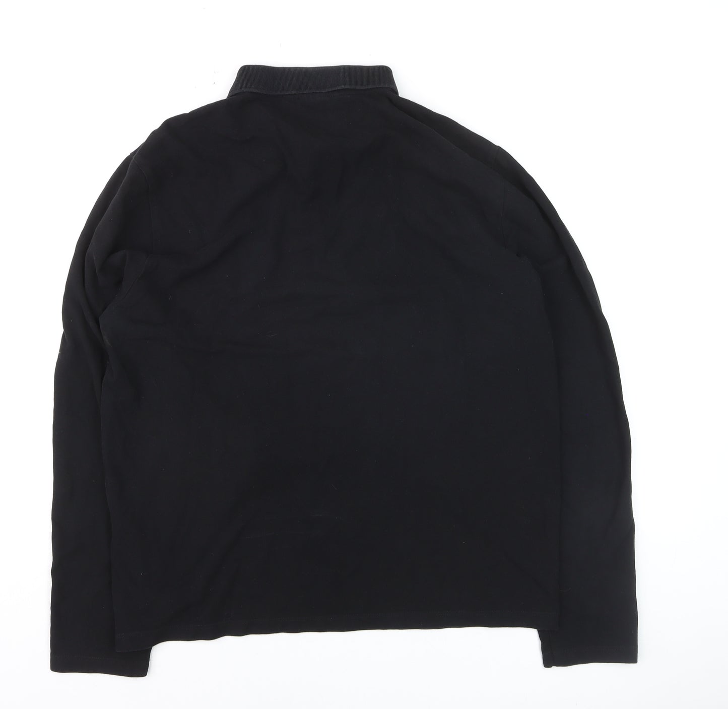 ASOS Men's Black Long Sleeve Cotton Stretch Polo Shirt Size L