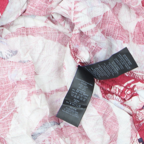 Next Petite Women's Red Floral Linen Blend Sleeveless Tunic Blouse Size 10