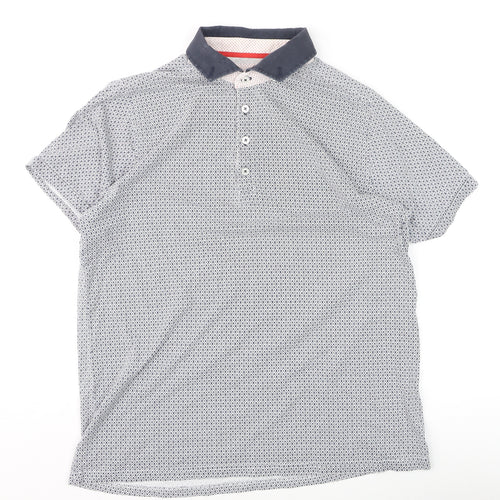 Jiggler Lord Berlue Men's Blue Geometric Pattern Polo Shirt XL