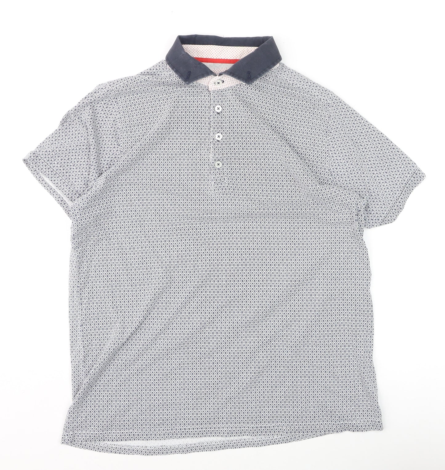 Jiggler Lord Berlue Men's Blue Geometric Pattern Polo Shirt XL
