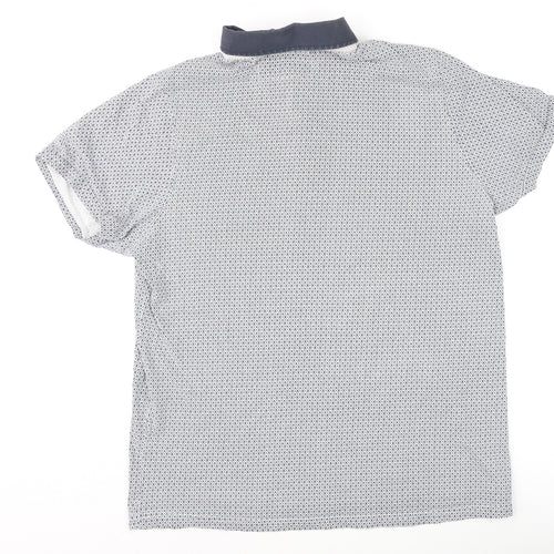 Jiggler Lord Berlue Men's Blue Geometric Pattern Polo Shirt XL