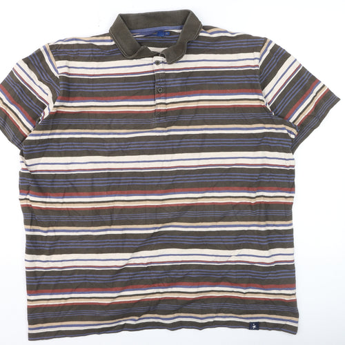 Cotton Traders Men's Dark Olive XL Striped Short Sleeve Polo Shirt