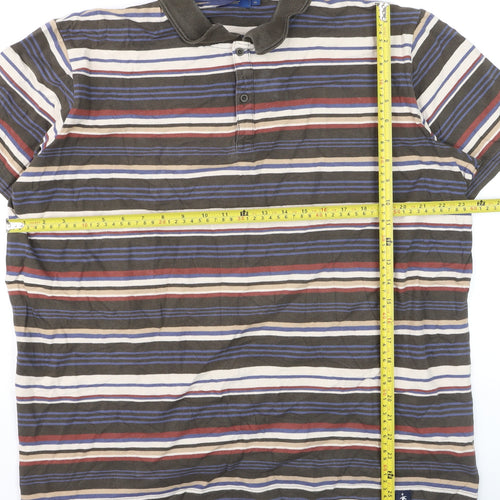 Cotton Traders Men's Dark Olive XL Striped Short Sleeve Polo Shirt