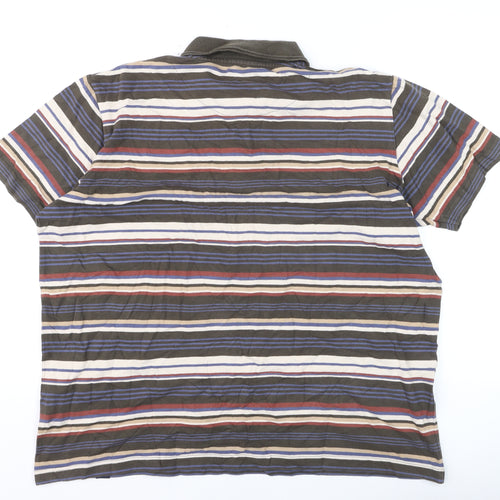 Cotton Traders Men's Dark Olive XL Striped Short Sleeve Polo Shirt