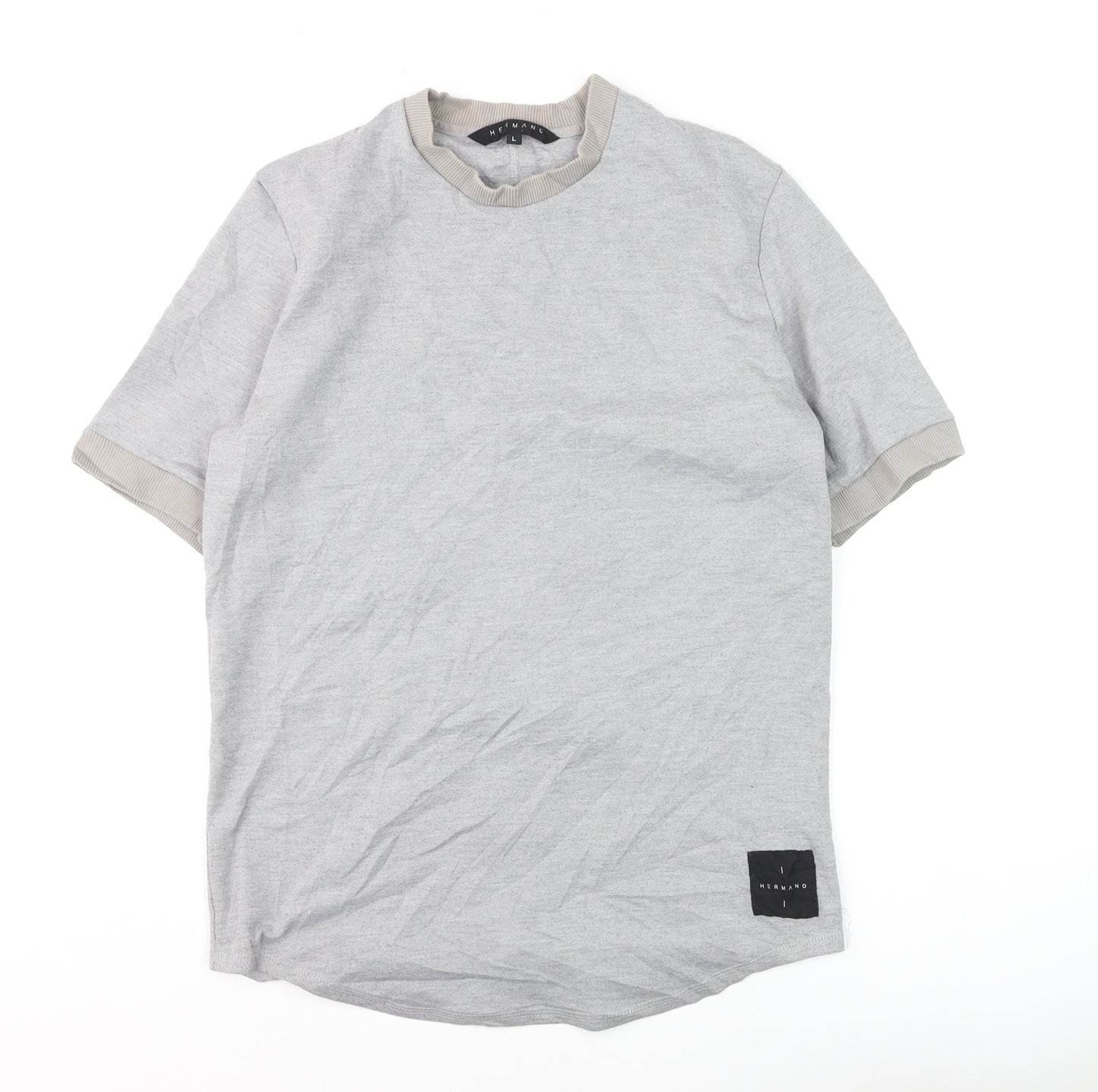 Hermano Men's Grey Short Sleeve Crew Neck T-Shirt Size L