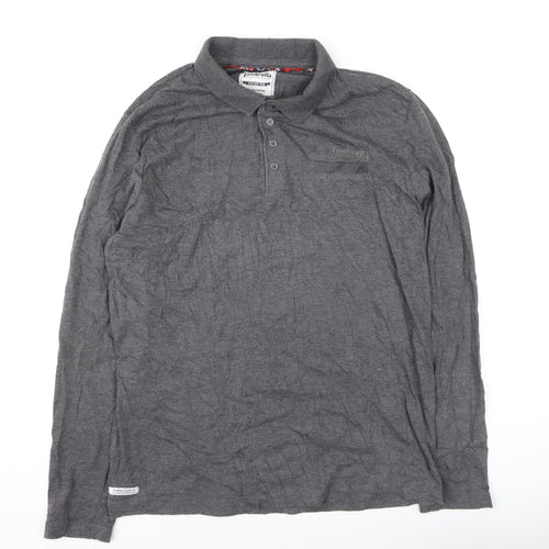 Lambretta Men’s Grey Long Sleeve Polo Shirt XL Cotton Blend