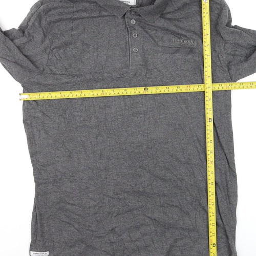 Lambretta Men’s Grey Long Sleeve Polo Shirt XL Cotton Blend