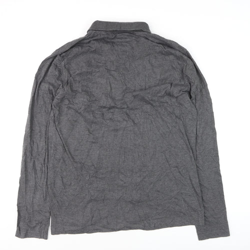 Lambretta Men’s Grey Long Sleeve Polo Shirt XL Cotton Blend
