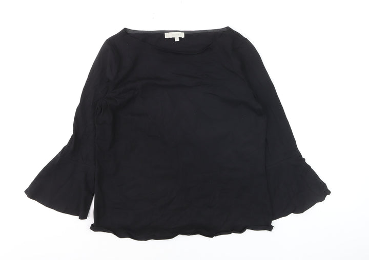Hobbs Women’s Black Cotton Stretch Tunic Blouse M 3/4 Bell Sleeve