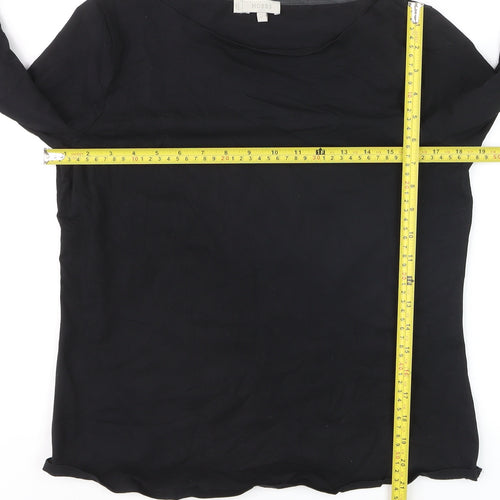 Hobbs Women’s Black Cotton Stretch Tunic Blouse M 3/4 Bell Sleeve