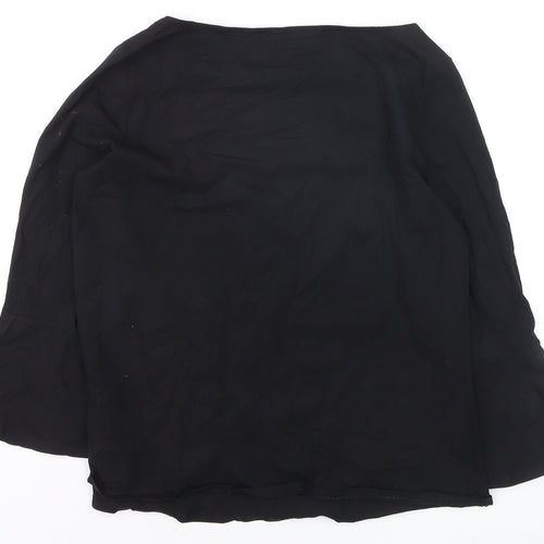 Hobbs Women’s Black Cotton Stretch Tunic Blouse M 3/4 Bell Sleeve