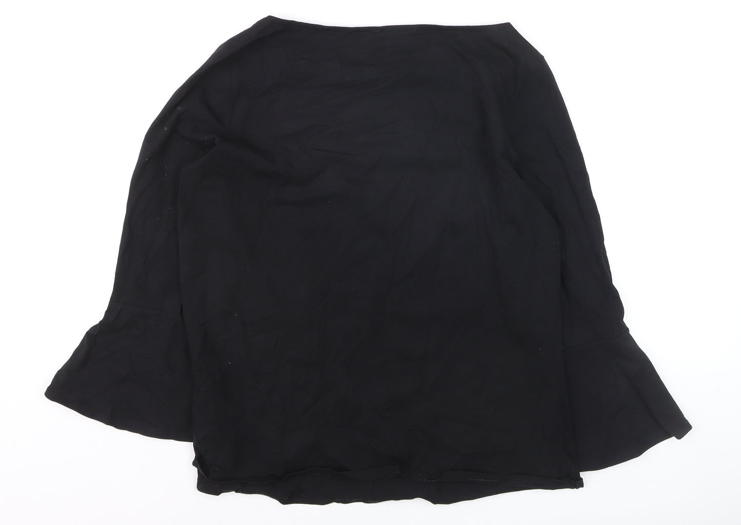 Hobbs Women’s Black Cotton Stretch Tunic Blouse M 3/4 Bell Sleeve