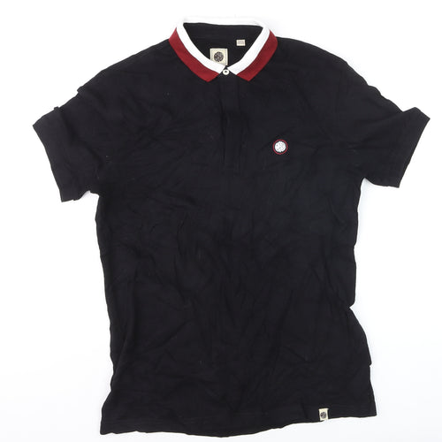 Pretty Green Men's Black Slim Fit Polo Shirt Size M Cotton