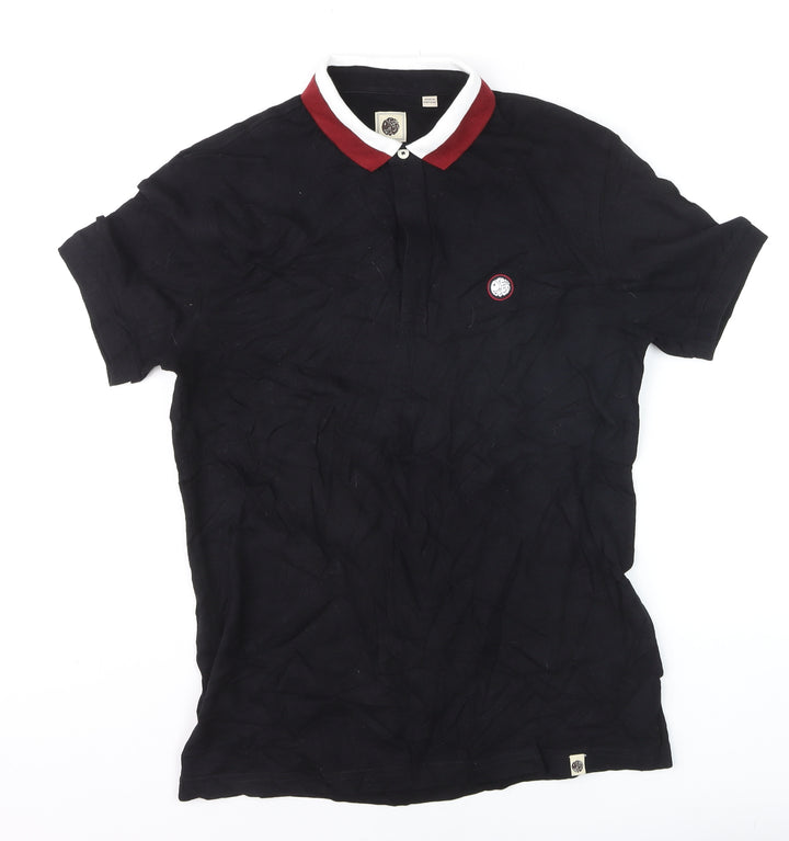 Pretty Green Men's Black Slim Fit Polo Shirt Size M Cotton