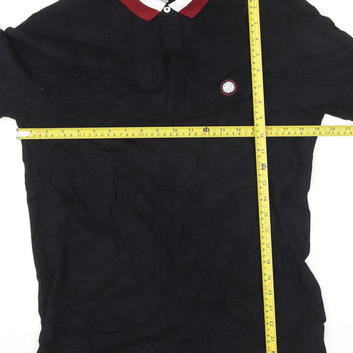 Pretty Green Men's Black Slim Fit Polo Shirt Size M Cotton