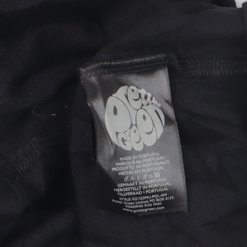 Pretty Green Men's Black Slim Fit Polo Shirt Size M Cotton
