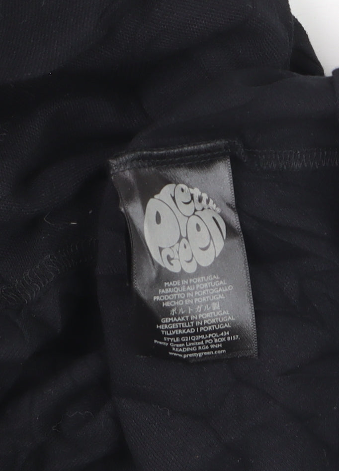 Pretty Green Men's Black Slim Fit Polo Shirt Size M Cotton
