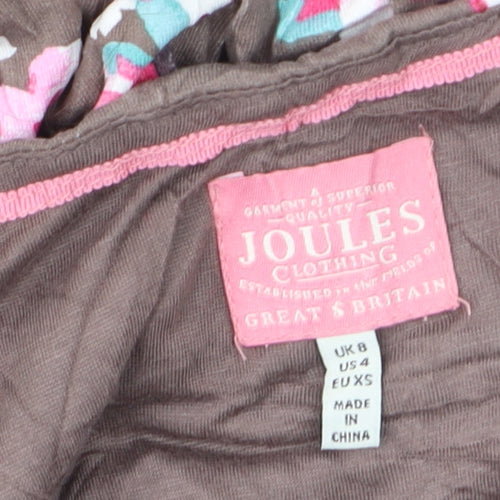 Joules Women Brown Floral A-Line Jersey Dress Size 8