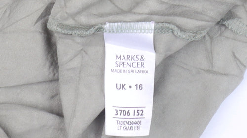 Marks and Spencer Women’s Green Floral Cotton Blend T-Shirt UK 16