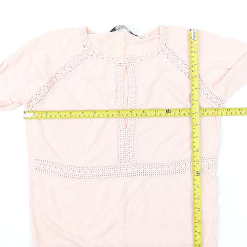Dorothy Perkins Women’s Pink Crochet Long Sleeve Pullover Jumper Size 12