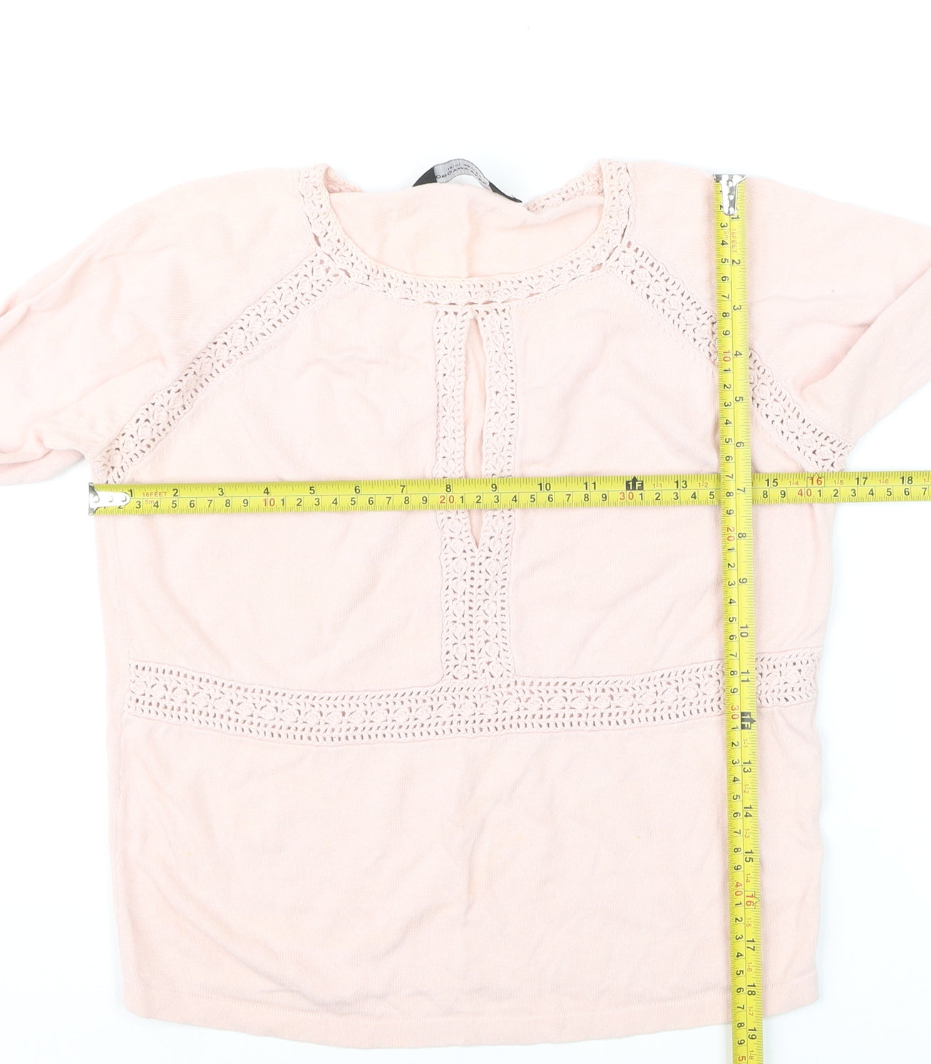 Dorothy Perkins Women’s Pink Crochet Long Sleeve Pullover Jumper Size 12