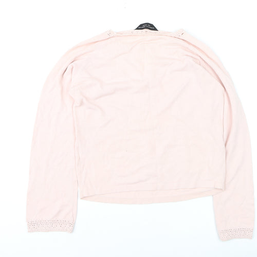 Dorothy Perkins Women’s Pink Crochet Long Sleeve Pullover Jumper Size 12