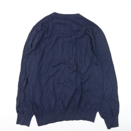 Sterling Men's Blue Cotton Crew Neck Pullover Jumper L