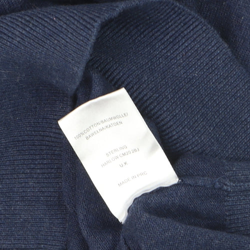 Sterling Men's Blue Cotton Crew Neck Pullover Jumper L