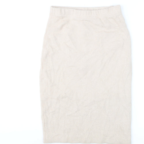 Raggio di Luna Women Beige Wool Angora Knit Pencil Skirt M