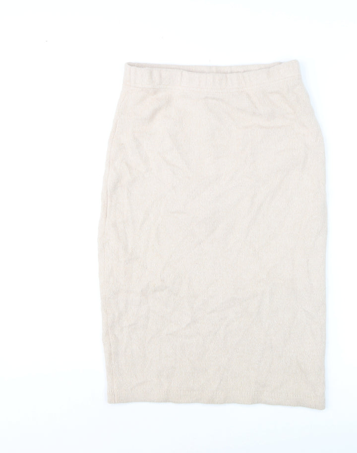 Raggio di Luna Women Beige Wool Angora Knit Pencil Skirt M
