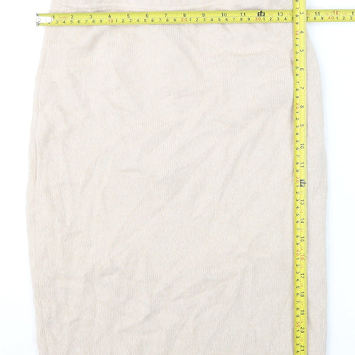Raggio di Luna Women Beige Wool Angora Knit Pencil Skirt M