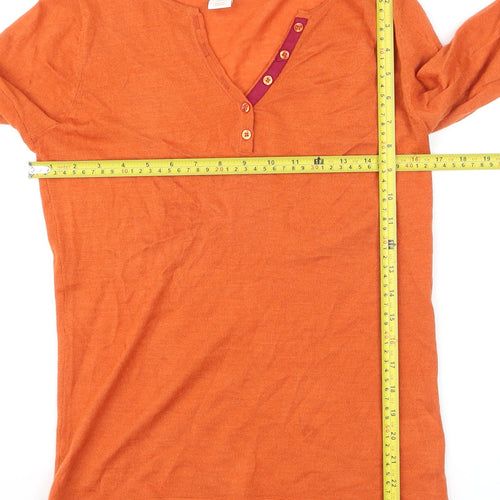 Ellen Tracy Women’s Orange Merino Wool Blend Henley Jumper Size S
